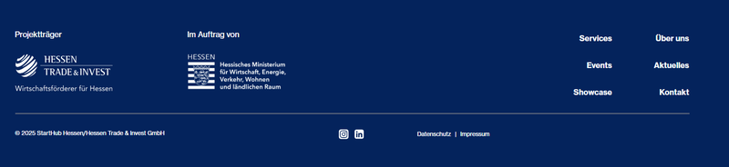 Schnelleinstieg im unteren Bereich der StartHub Hessen-Webseite